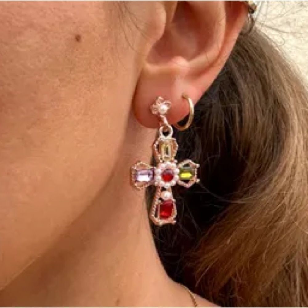 Multicolor Cross Earrings N1516